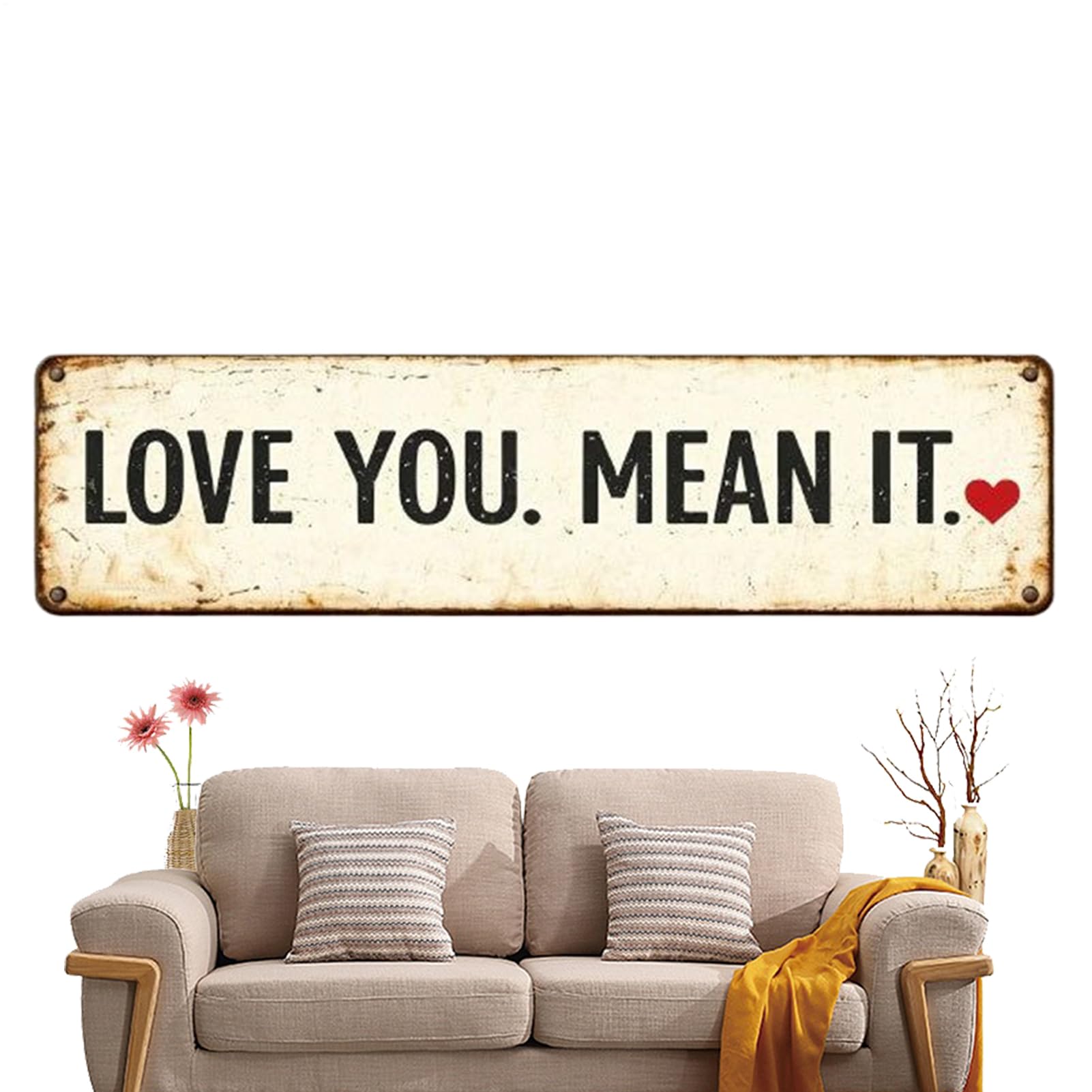 Decoración de pared Amor en metal vintage para dar un toque romántico a tu salón o habitación