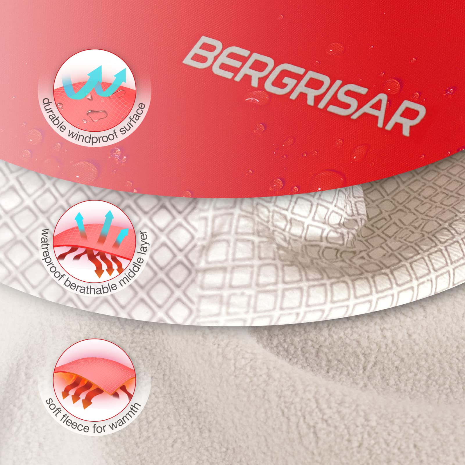 BERGRISAR Męska kurtka rowerowa, zimowa, softshell, polarowa, kurtka rowerowa, termiczna wiatrówka do biegania BG011