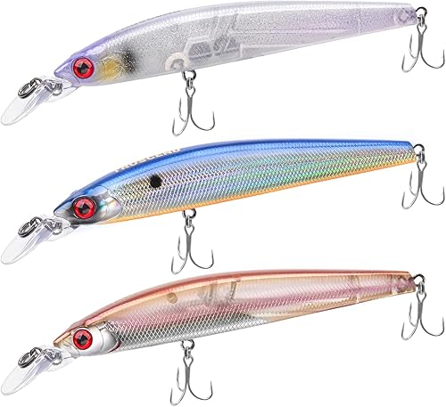 Miniatura 13 de TRUSCEND - Señuelos de pesca para agua dulce y salada, señuelo realista para trucha lubina, de hundimiento lento, regalos de pesca increíbles