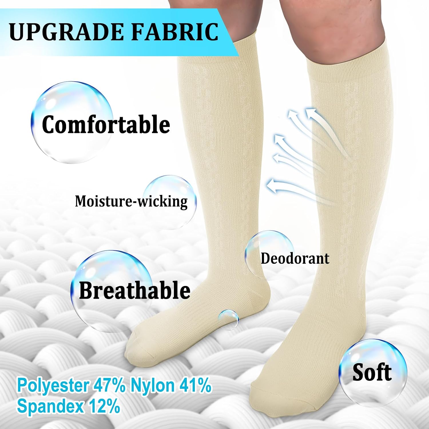 30-40mmHg Medical Graduated Compression Socks for Women&Men Circulation-Compression Stockings-Knee High Socks for Support,Hiking,Running