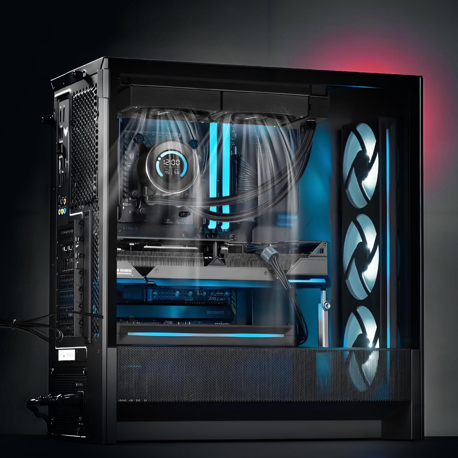 VEVOR Flüssigkeitskühler, AIO-CPU-Wasserkühler, 120-mm-PWN-Lüfter, 4,6 cm Display, max. 2200 U/min CPU-Kühlerlüfter, PC-Wasserkühlung für Intel 115X/1366/2011/1700/1200, AMD AM4/AM5