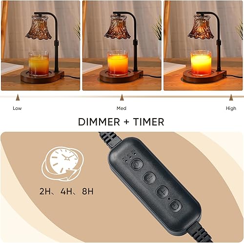 Miniatura 10 de Lámpara calentadora de velas con temporizador, calentador eléctrico de cera de fragancia regulable, elegante decoración del hogar, calentador de