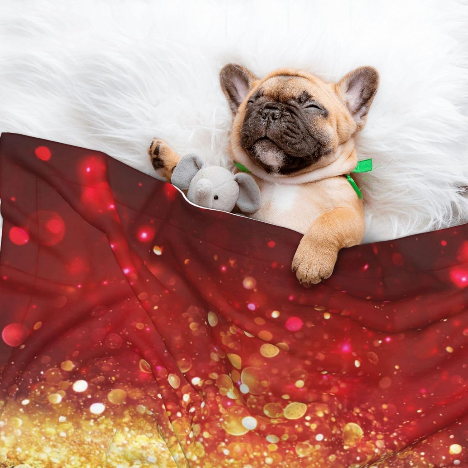 review Waterproof Pet Blanket Dog Blankets,Red Gold Glitter Pattern Printing Super Soft Warm,Urine Proof Washable Outdoor Pet Blanket for Puppy Large Dogs & Cats