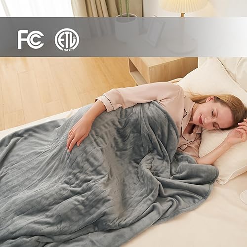 Miniatura 7 de CODXIN Manta eléctrica térmica de 50 x 60 pulgadas, manta térmica de franela gruesa y sherpa, temporizador de 3 horas de apagado automático y 5