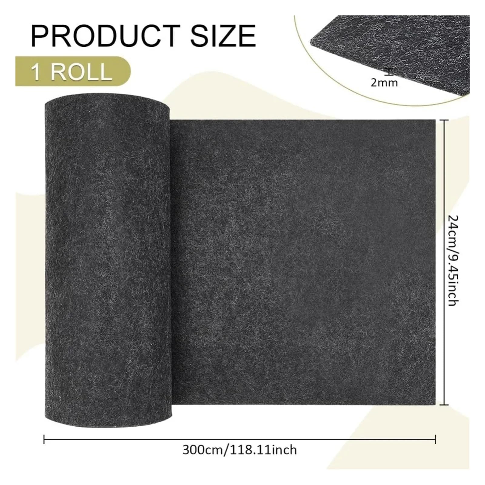 Bastelfilz Filz Filzstoffrolle, 118 x 9,4 Zoll (ca. 300 24 cm), Dunkelgrau, Bastelbedarf for Tischsets, DIY-Projekte, Nähen und Patchwork, 2 mm für DIY Handwerk(Color4)