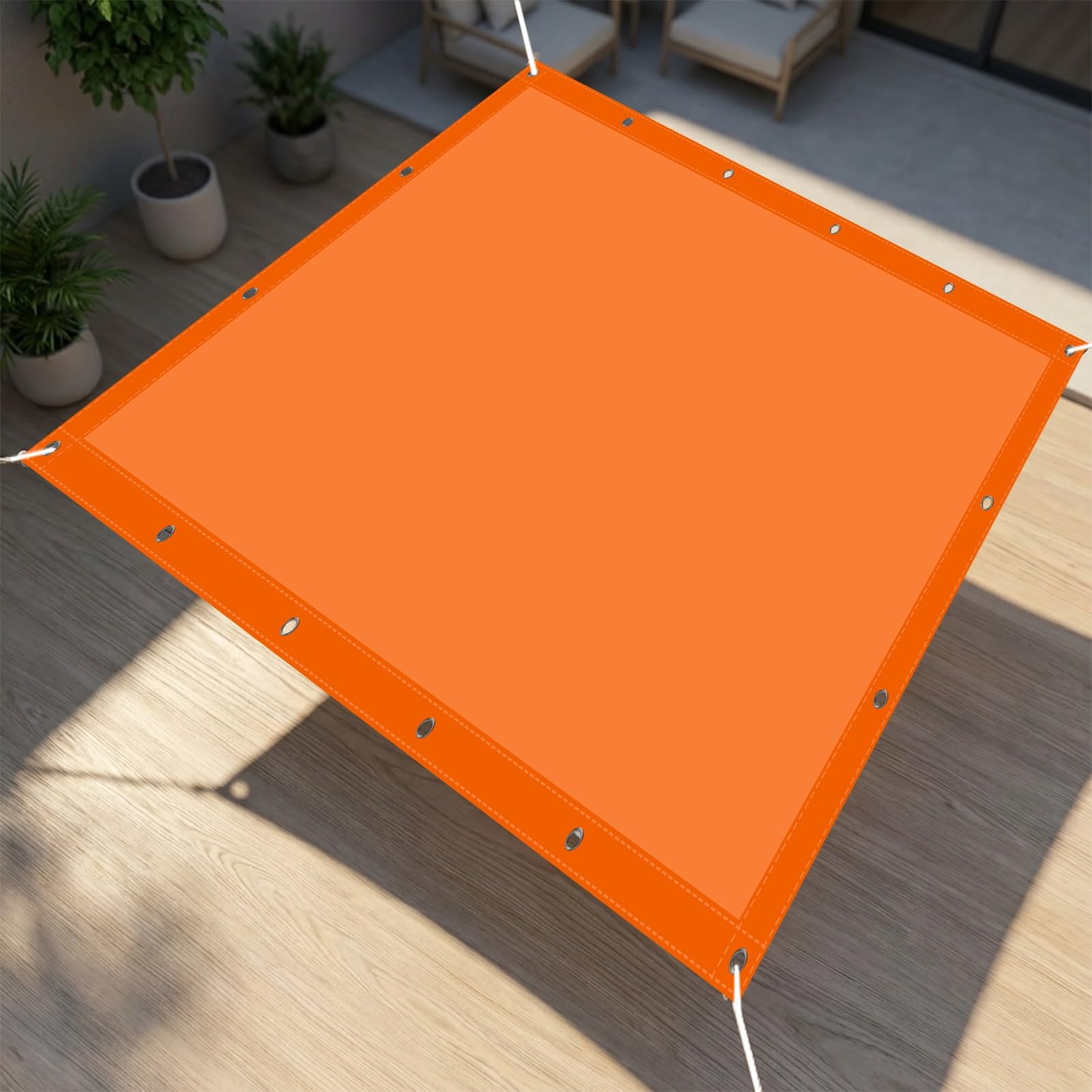 Toile d'ombrage rectangulaire 140x240 orange avec oeillets cordon bâche extérieur patio