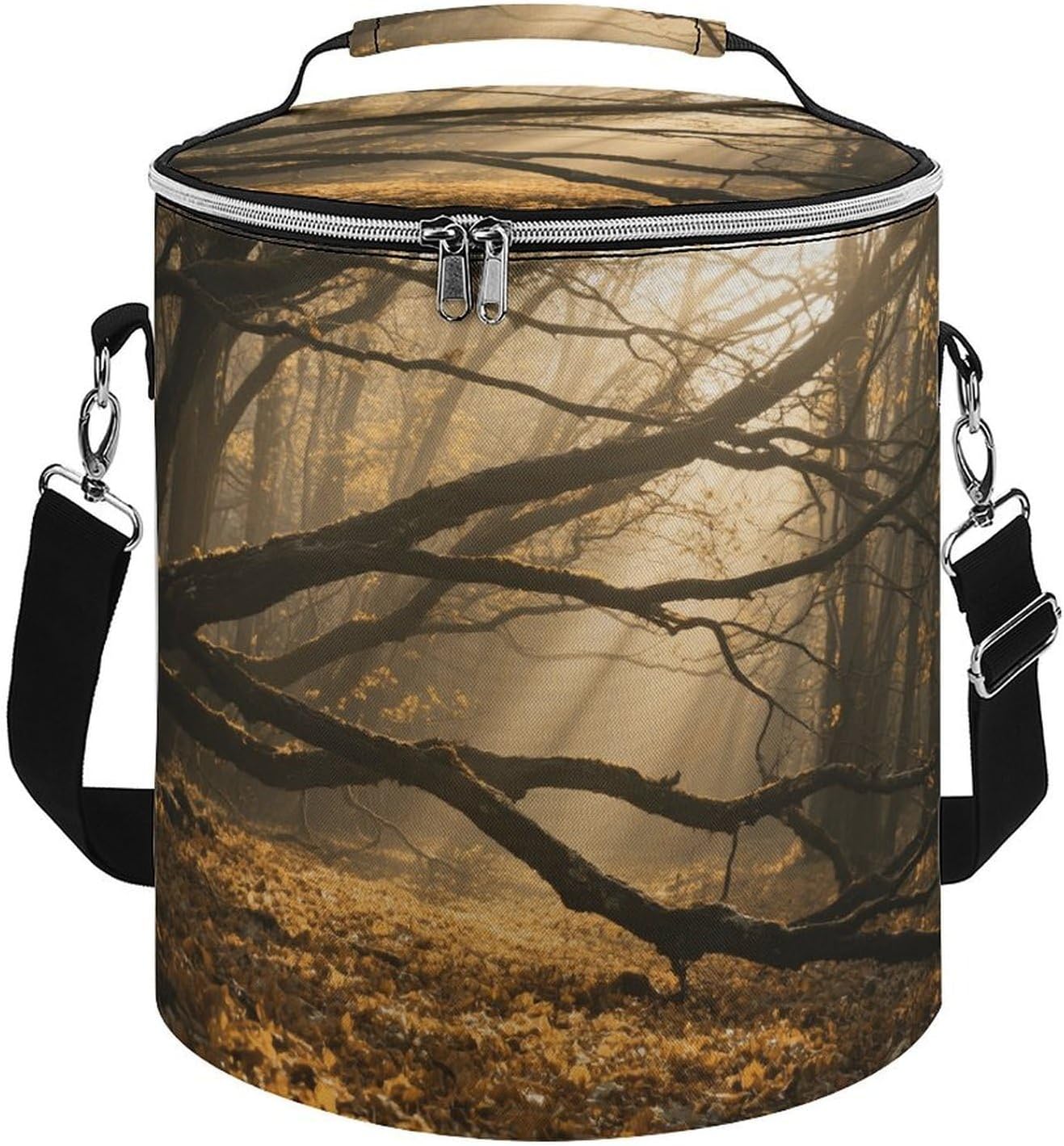 Branches Wood Lunch Bag 15L, Insulated Picnic Basket with Leakproof Design - Large Cooler Tote for Camping, Beach, Hiking & Groceries