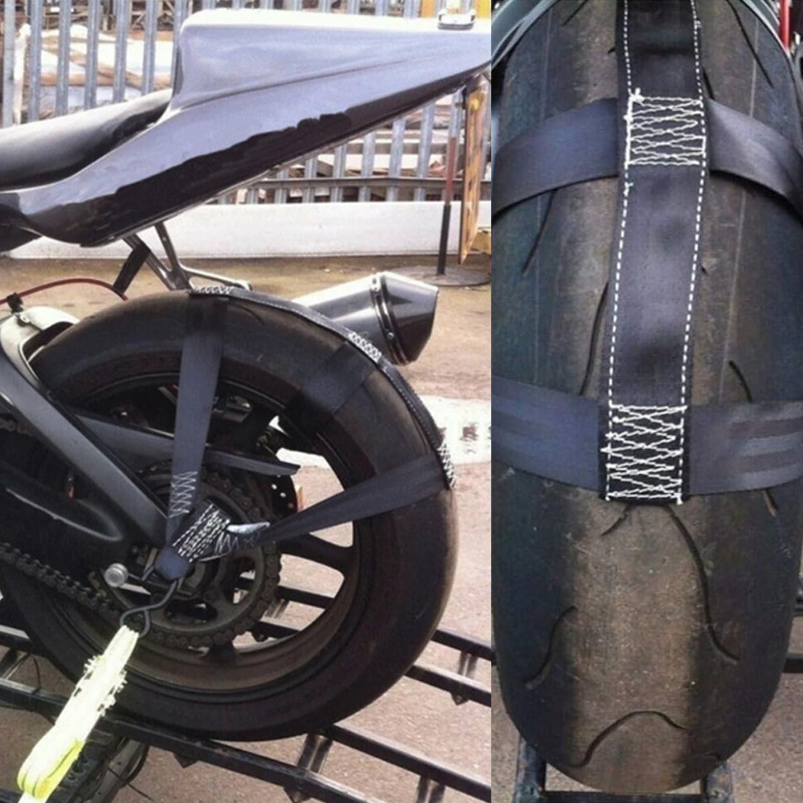 Universal Cinchas de Amarre para Rueda Trasera de Motocicleta, Correas Tensoras para Motocicleta de Poliéster Moto Carraca Tensoras Amarre Accesorios para Motocicletas, Negro