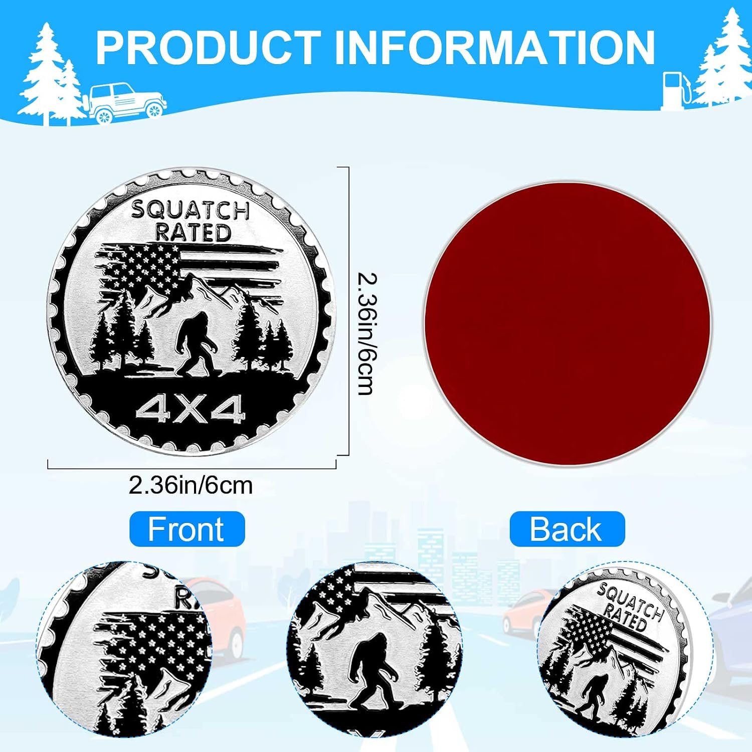 4x4 Badge Rated Jeep Wrangler Emblem, Automotive 3D Metal Car Badges Compatible with Trucks & SUV