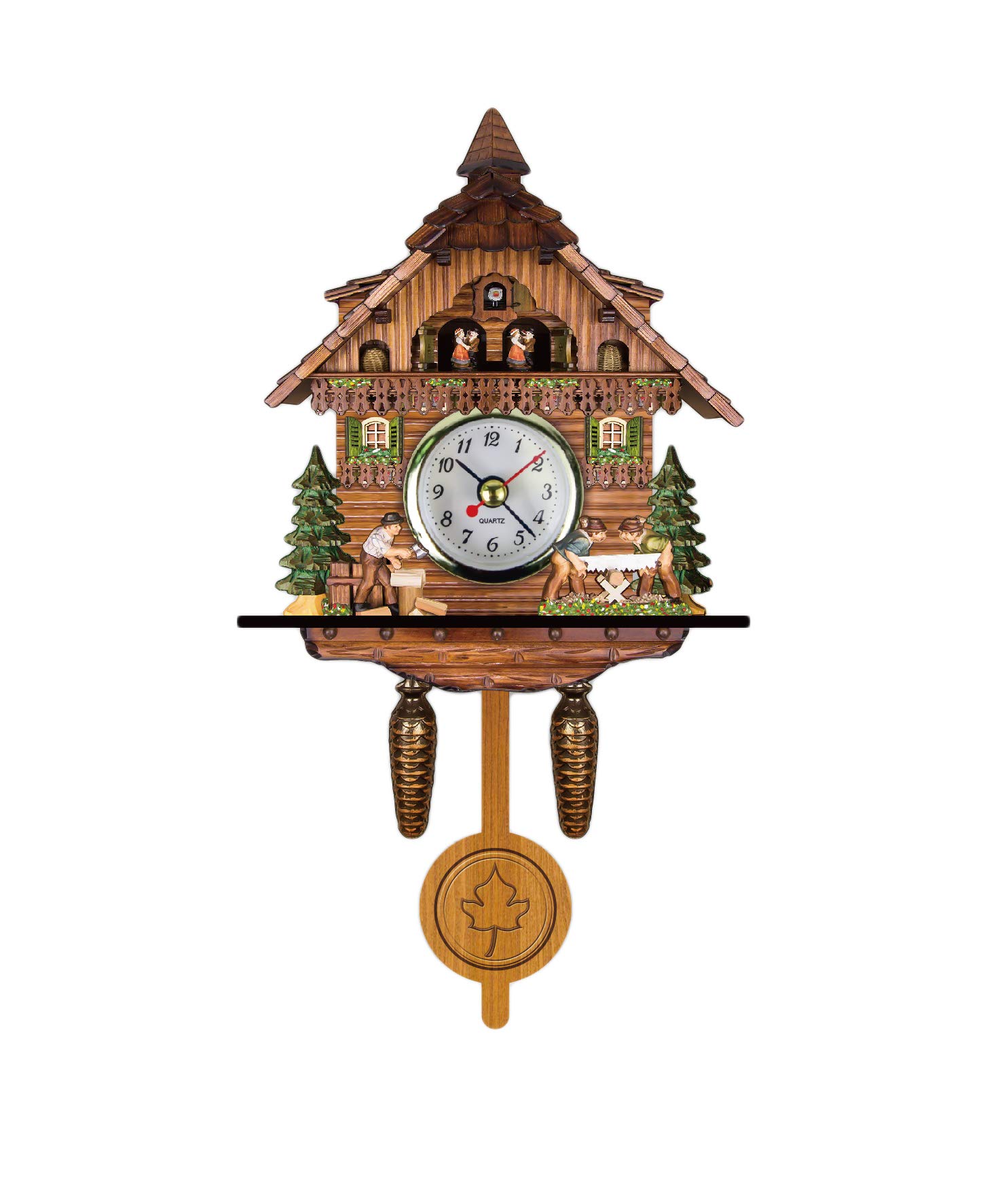 Verve Jelly Retro Cuckoo Clock Traditional Handcraft Forest Chalet House Quartz Pendulum Clock,Vintage Pendulum Clock for Bedroom Living Room School Office Wall Decor