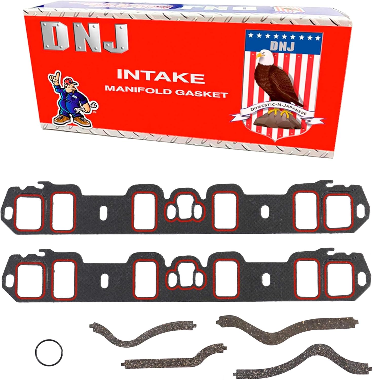 DNJ IG4112A Intake Manifold Gasket Set for 1975-1997 Ford, Lincoln, Mercury Bronco, Capri, Comet 5.0L-5.8L V8 16V OHV 302cid
