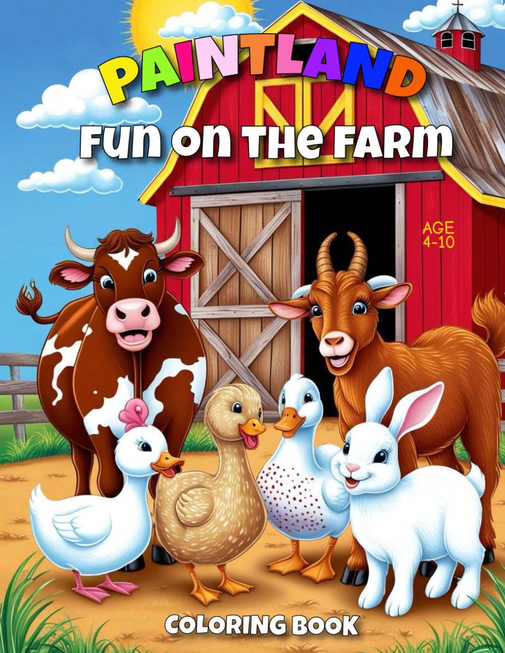 PAINTLAND - Fun on the Farm Coloring Book: Color Cows, Pigs, Chickens & More – Fun Learning Through Art!