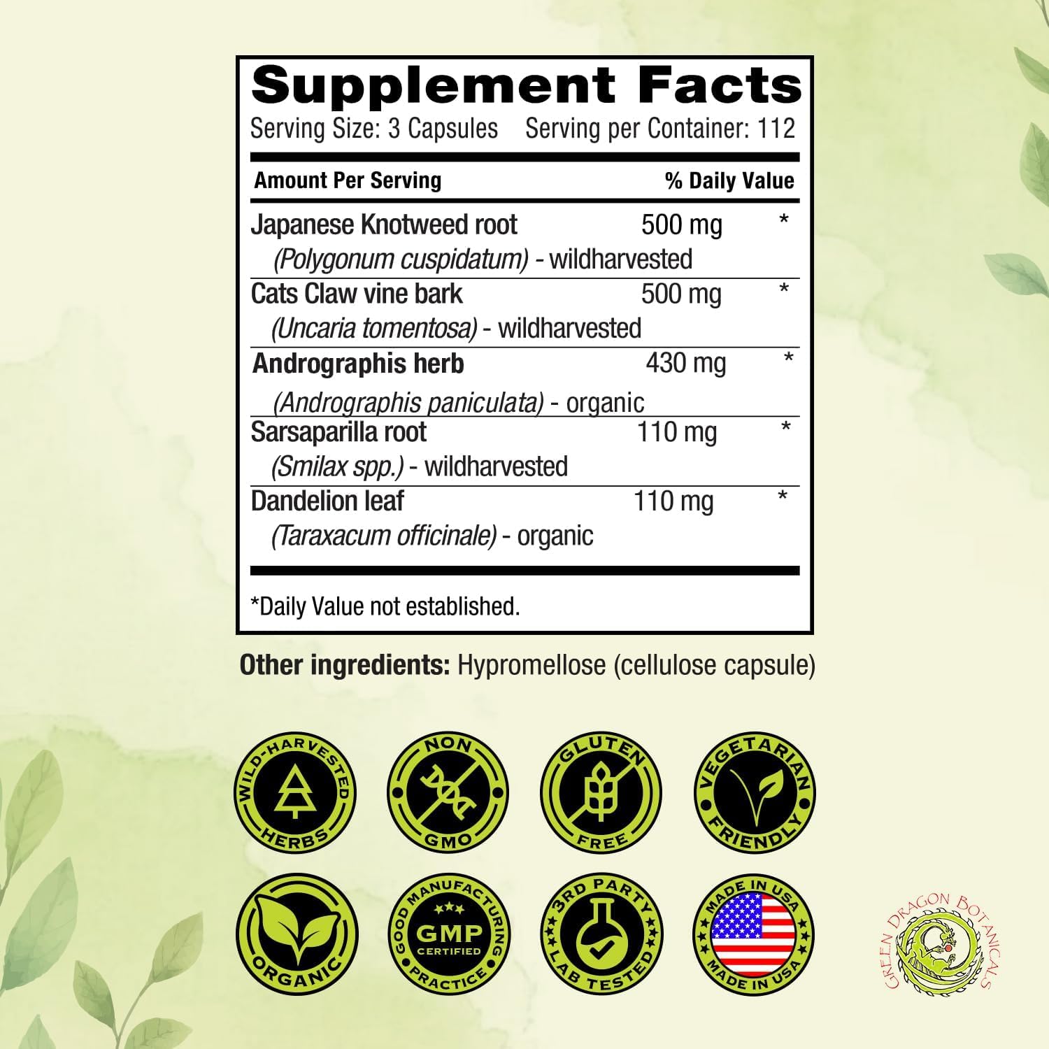 LB CORE Protocol Capsules 550 mg 336 Capsules Made in USA – Herbal Blend with Japanese Knotweed, Cat’s Claw, Andrographis, Sarsaparilla & Dandelion Non-GMO Gluten-Free Vegetarian*