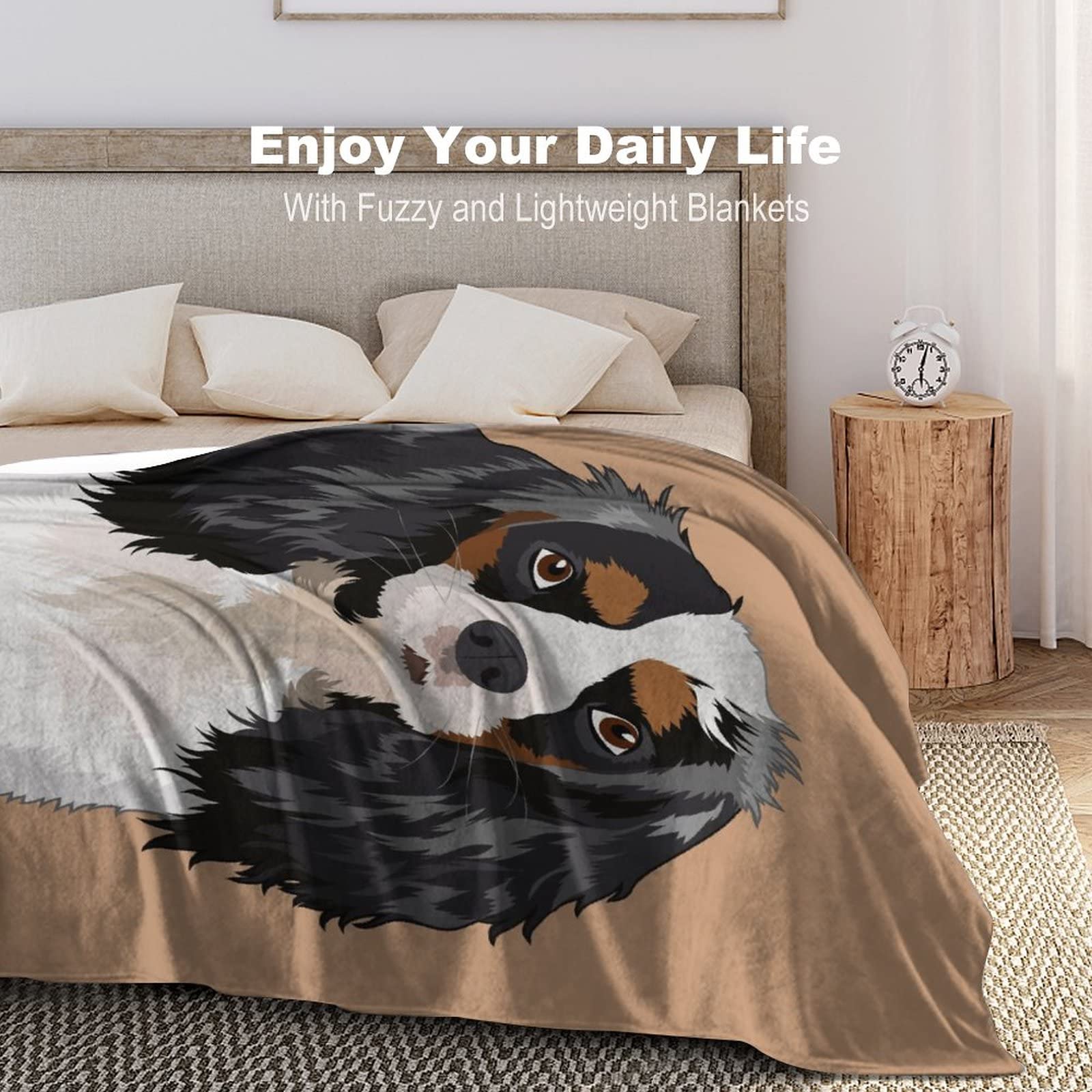 Couverture Polaire Chien Couverture Décorative Flanelle pour Lit Canapé 150×200cm