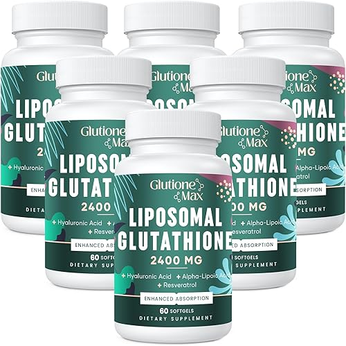 Miniatura 9 de Glutatión liposomal de 2400 mg  Absorción máxima  Suplemento de glutatión con ácido hialurónico, resveratrol, L  glutatión reducido, antioxidante