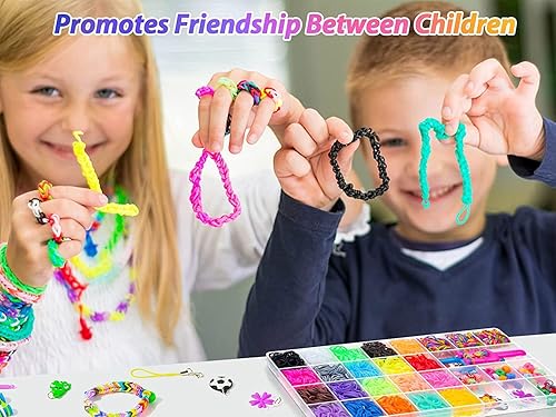 Miniatura 9 de OOZDA Kit de pulsera de banda de goma con un gancho de ganchillo de metal, kit de fabricación de pulseras de telar de 28 colores para niños, kit de