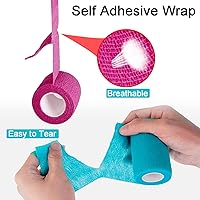 Vista 4 de Paquete de 16 vendajes autoadhesivos de 2 pulgadas x 5 yardas, varios colores, transpirable, autoadherente para deportes, cinta de muñeca y tobillo