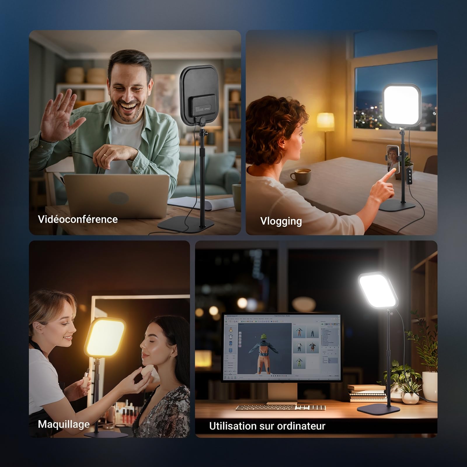 NEEWER Basics Éclairage Visioconférence 27,4cm,15W Bicolore,L220