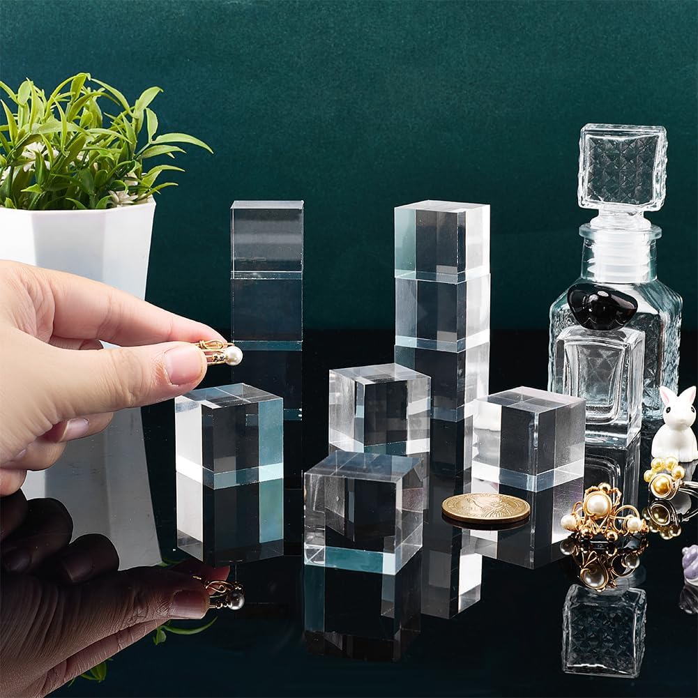 FINGERINSPIRE 20PCS Clear Acrylic Blocks 1x1x1 inch Acrylic Display Stands Clear Risers Transparent Cube for Home Office Desk Decor Small Collectibles Stand Craft Projects Modern Home Decor