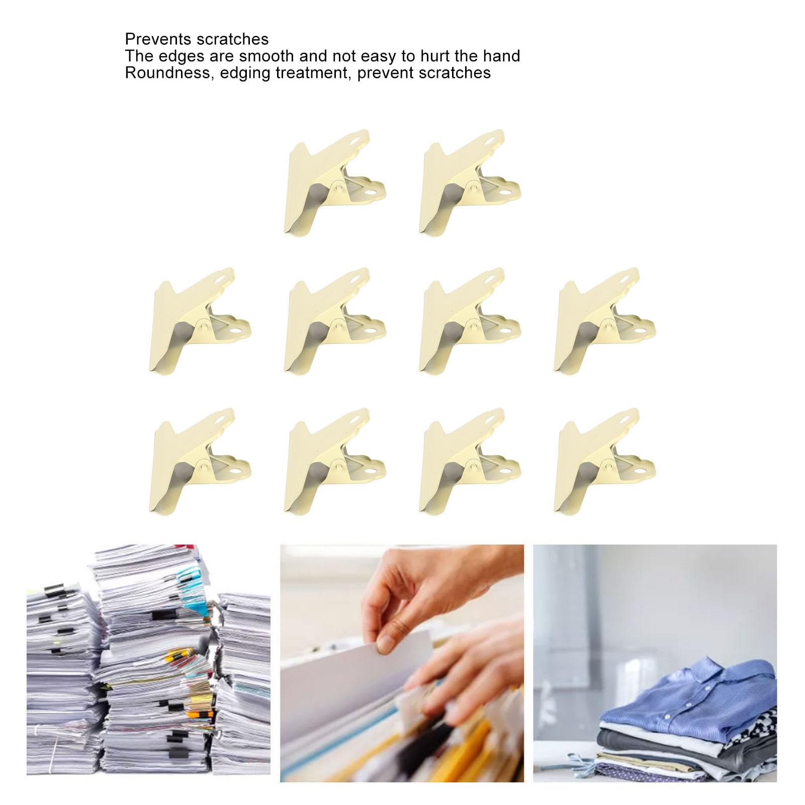 Clips grandes, clips de papel grandes para suministros de oficina, juego de 10 clips de metal grandes con abrazaderas de papel de agarre fuerte para organizar documentos, fotos y archivos en la