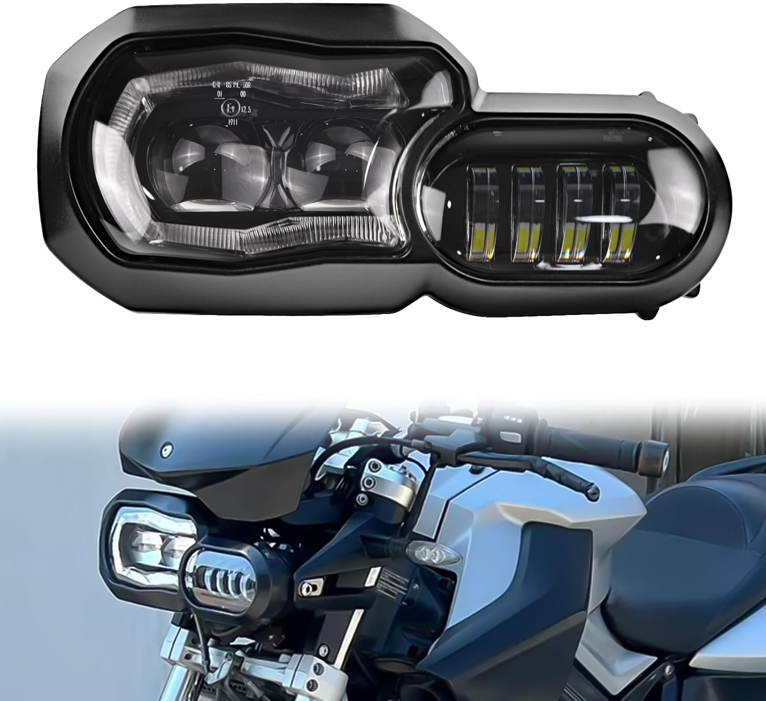 LED Headlight for BMW F800GS 2008-2018, Motorcycle Front Light w/High and Low Beams DRL Head Lamp for BMW F800GS / F800R / F700GS / F650GS 2008-2018 Accessories