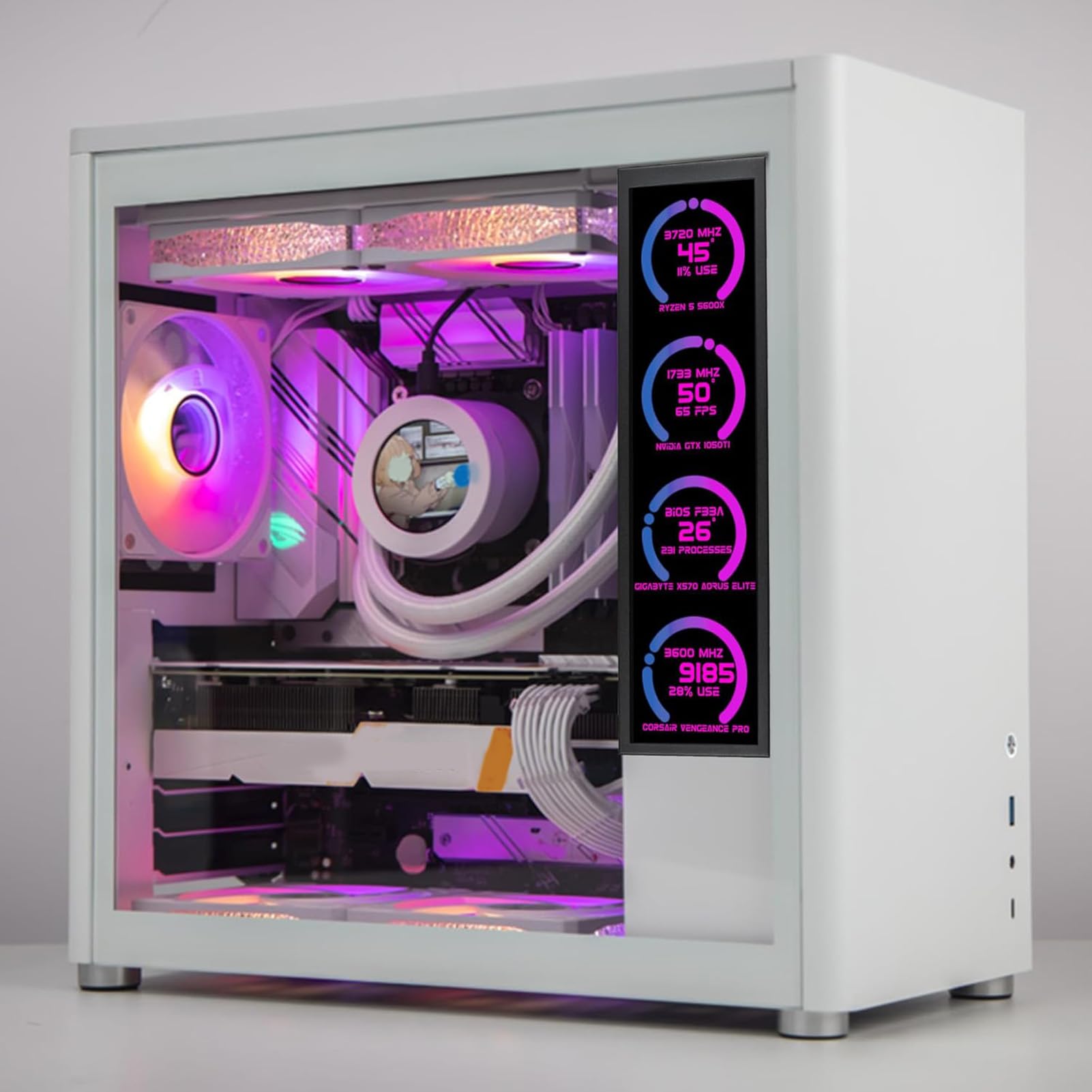PC-Temperaturanzeigefeld, 8,8 Zoll Universal, 1920 X 480 Auflösung und 178° Weiter Betrachtungswinkel, Zur Überwachung der CPU-GPU-Datentemperatur (Black)