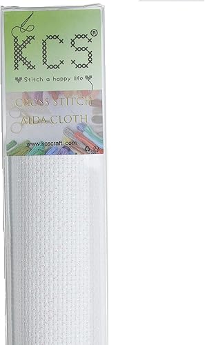 Miniatura 12 de KCS 2 piezas de tela de algodón Aida de punto de cruz contado de 15" x 18" para bordado (Lino, 14CT)