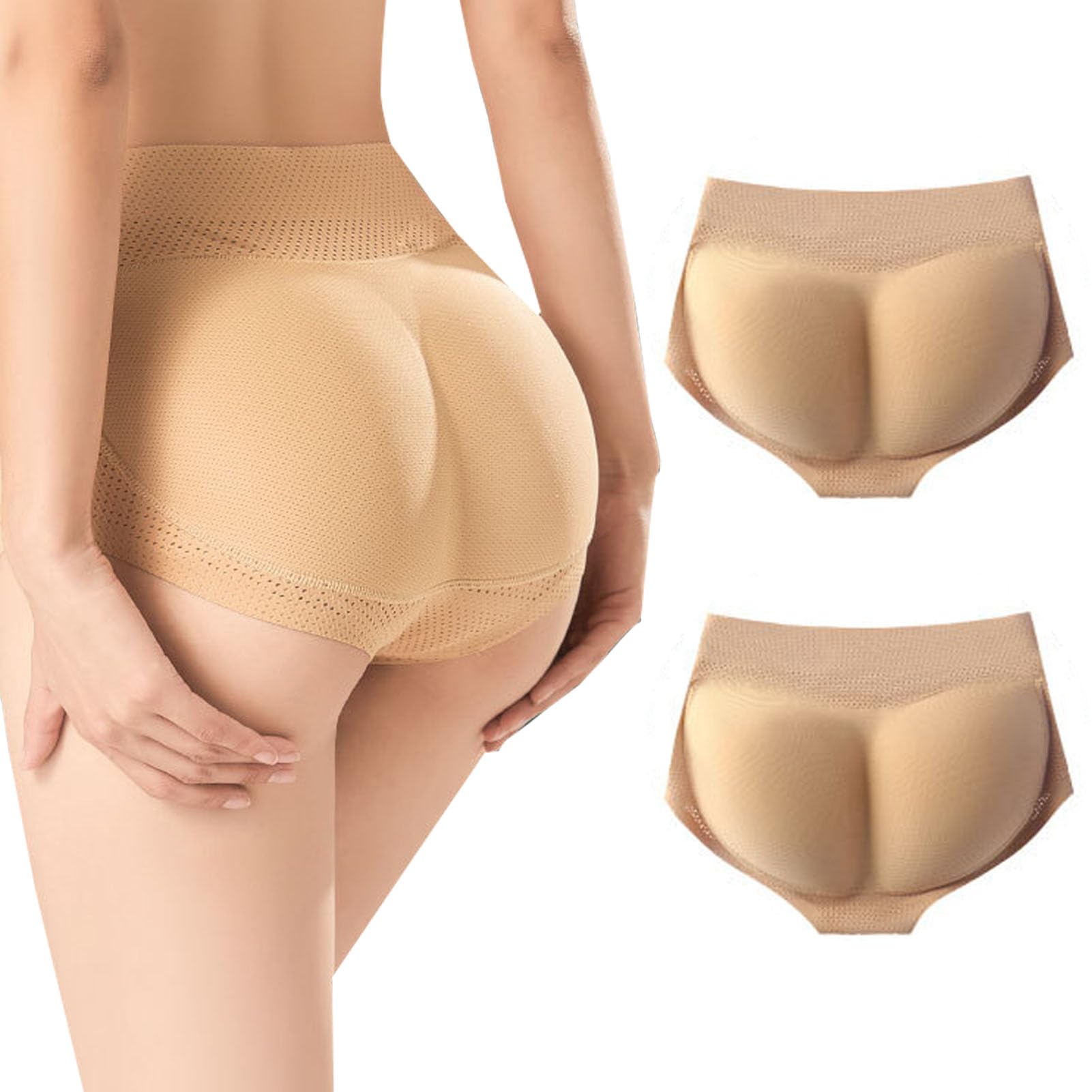 CuLtp Women Butt Lifter Padded Panties, Seamless Hip Enhancer Briefs Booty Shapewear, Fake Buttock Body Shaper Hip Enhancer- Beige||M