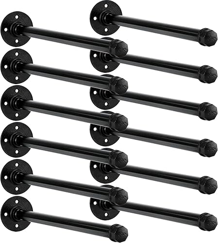 Miniatura 1 de Juego de 12 barras de ropa industrial de 12 pulgadas con tornillos para colgar ropa, barra de ropa industrial montada en la pared, barra de ropa