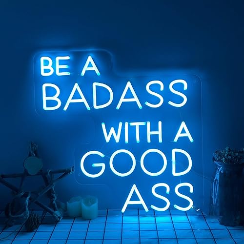 Miniatura 3 de Letrero de neón grande con texto en inglés Be a Badass With A Good Ass para dormitorio, gimnasio, yoga, hotel, bar, decoración de pared de fiesta y