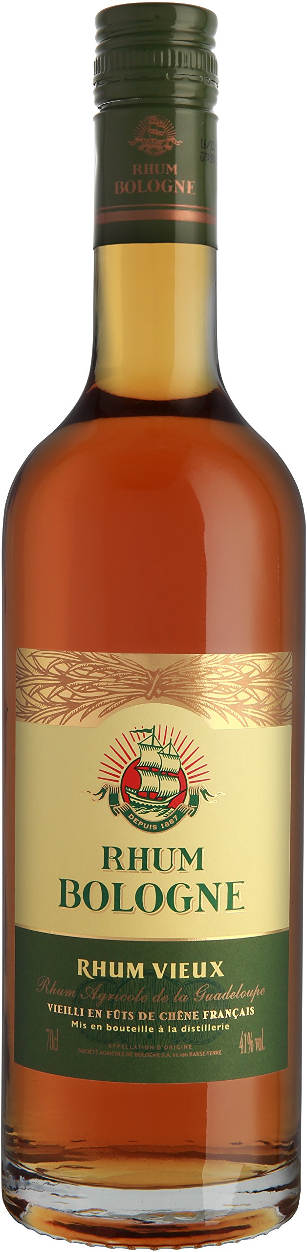 Rhum Bologne - Aged Agricultural Rum from Guadeloupe - aged in oak barrels - 41% (1 x 0.70 L)