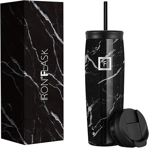 Miniatura 1 de IRON FLASK Nomad - Vaso de 20 onzas con 2tapas (abatible y con pajilla), de acero inoxidable con aislamiento al vacío, doble pared, taza térmica