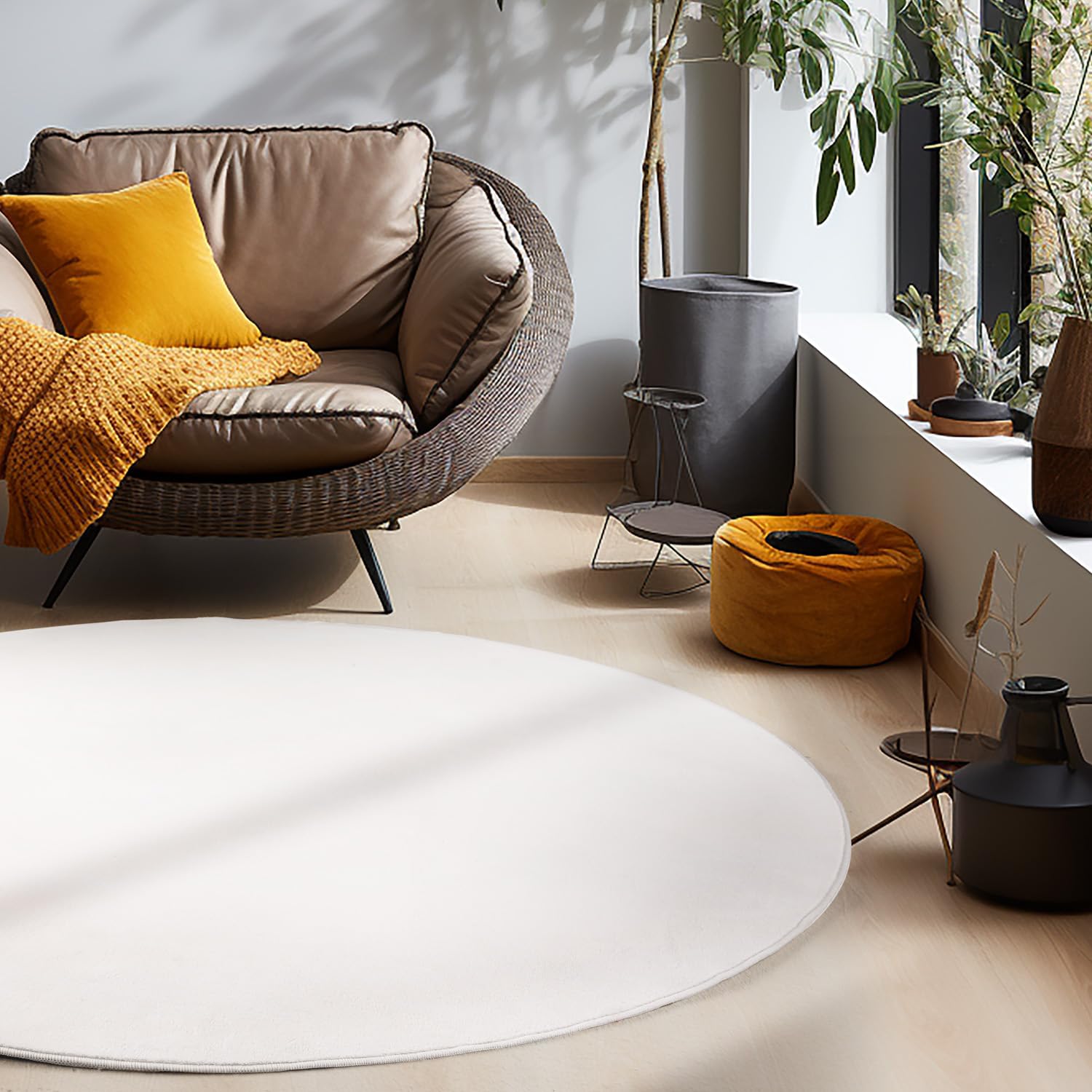 HomebyHome Waschbarer Teppich Kurzflor Modern Einfarbig Weich rutschfest Maschinenwaschbar Pflegeleicht für Wohnzimmer Schlafzimmer Flur Esszimmer