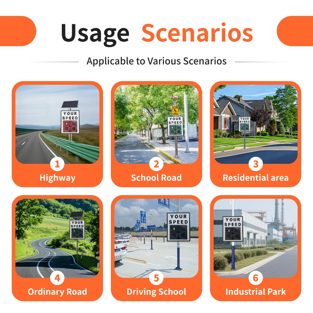 Señal De Advertencia De Velocidad De Radar Solar LED, Dedicada para Uso En Exteriores, Medición De Velocidad Precisa, Advertencia De LED De Alto Brillo, Alimentada por Energía Solar