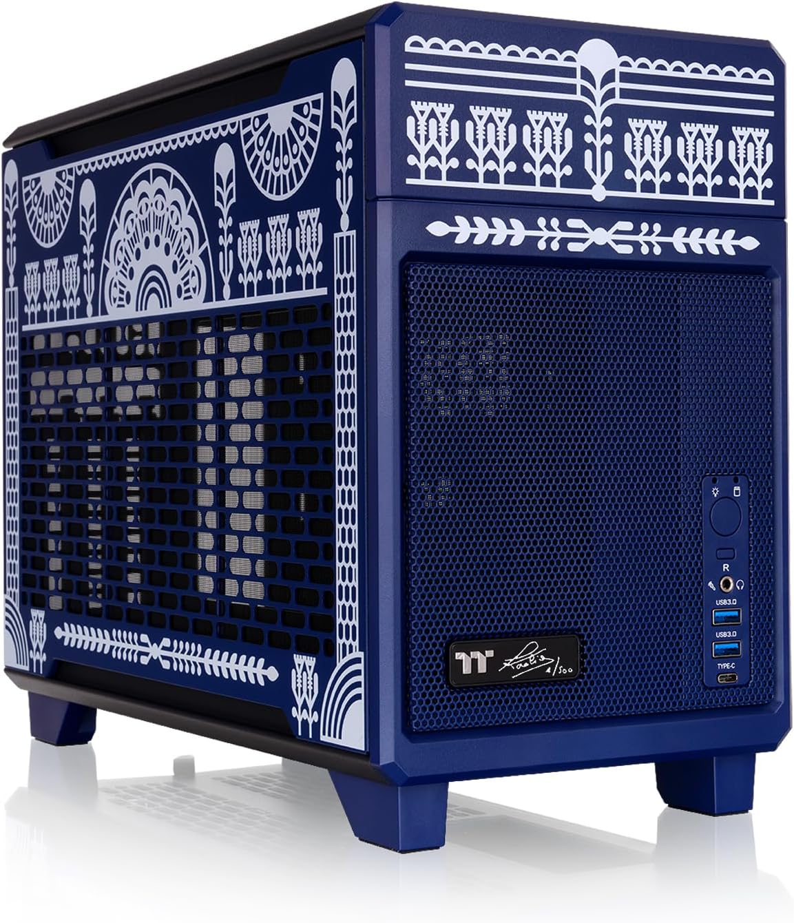 Thermaltake TR100 Koralie Edition; mITX Support; 18.9 Liters; PCIe 4.0 Riser Cable Included; 360mm GPU Clearance; 280mm Radiator Support; Removable PCIe Bracket; Cobalt Blue; CA-11A-00SPNN-AR