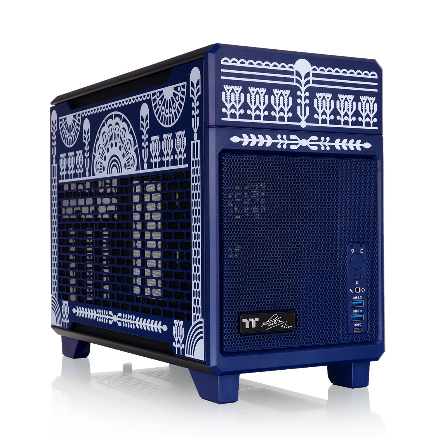 Thermaltake TR100 Koralie Edition; mITX Support; 18.9 Liters; PCIe 4.0 Riser Cable Included; 360mm GPU Clearance; 280mm Radiator Support; Removable PCIe Bracket; Cobalt Blue; CA-11A-00SPNN-AR