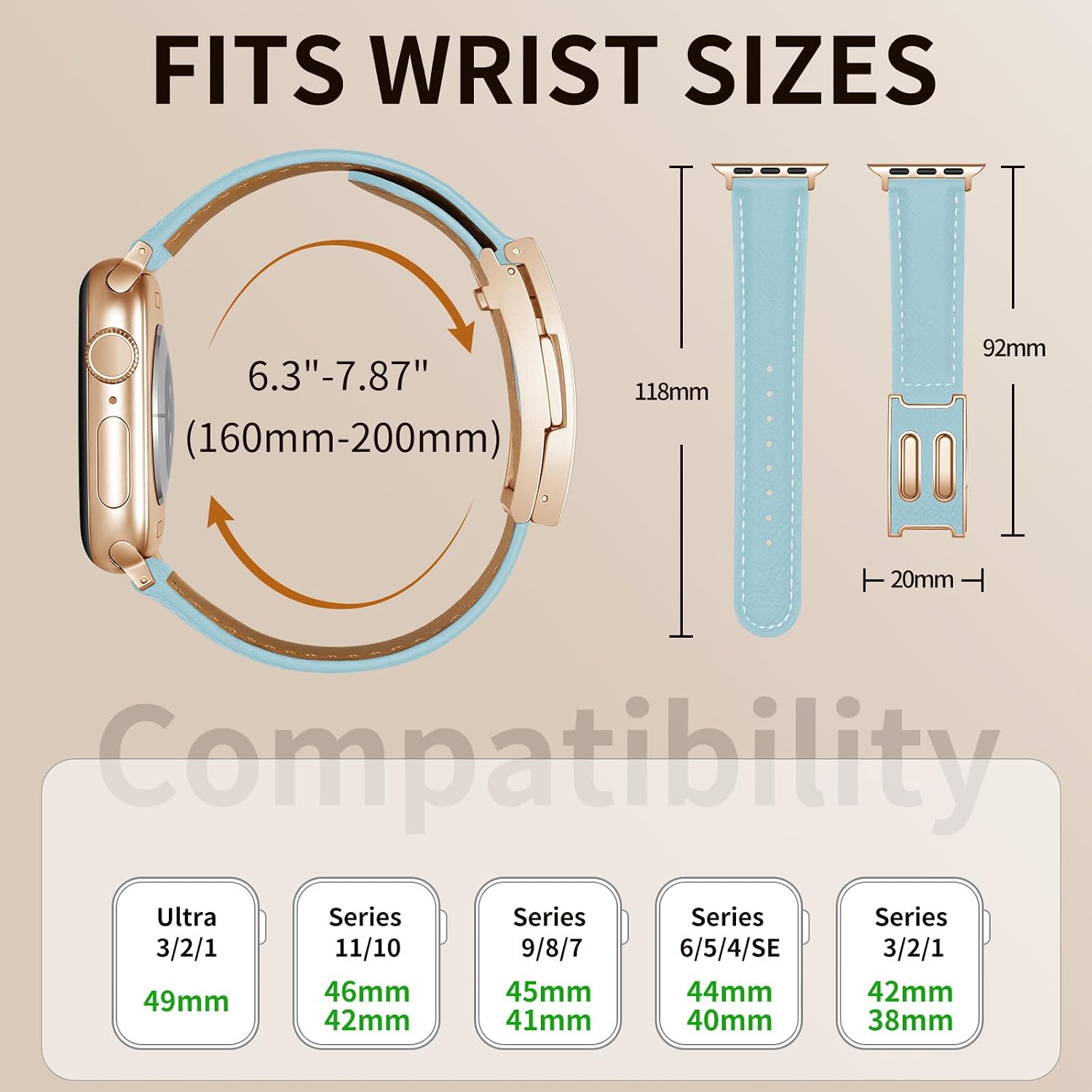 Leather Magnetic Band Compatible with Apple Watch for Women image 3