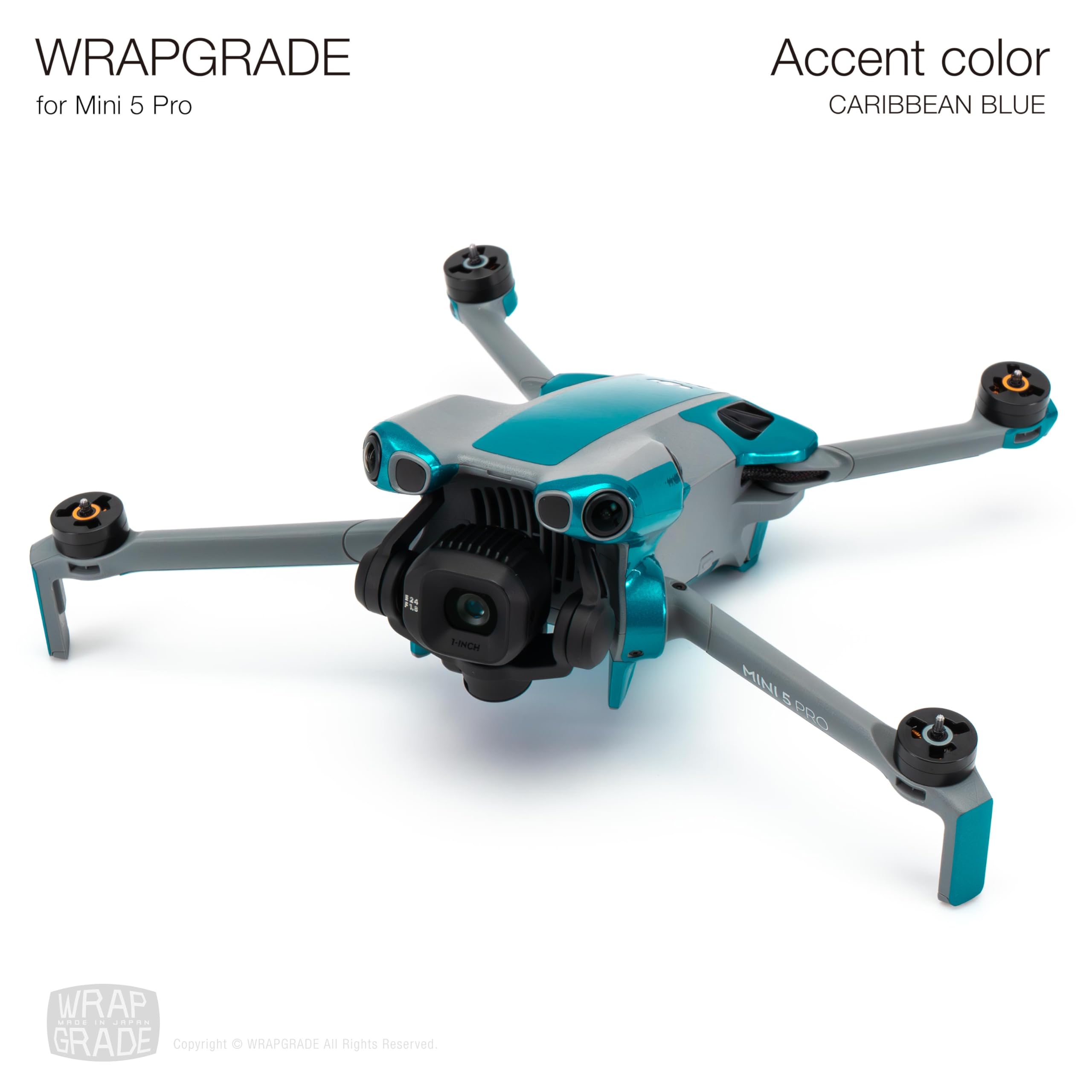 WRAPGRADE Skin Stickers Compatible with DJI Mini 5 Pro Accent Colour (Caribbean Blue) - Image 3