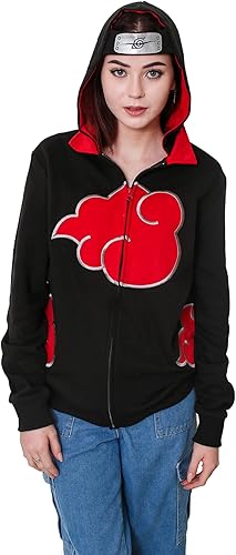 Miniatura 6 de Ripple Junction Naruto Shippuden Akatsuki Clan Red Clouds - Sudadera con capucha para hombre, Negro
