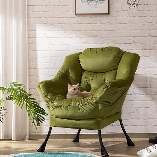 Miniatura 82 de HollyHOME - Silla perezosa grande de tela para sala de estar, silla de lectura, acogedora silla de descanso con reposabrazos, sofá de ocio, color