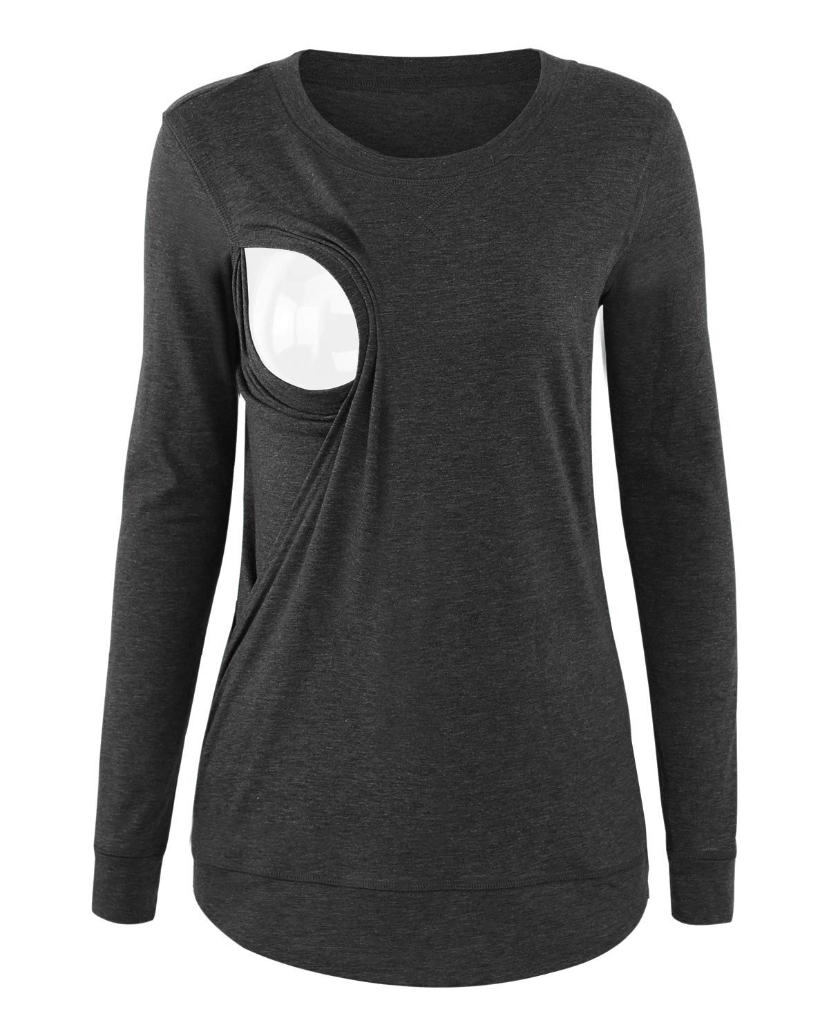 Women's Maternity Nursing Tops Double Layer Short&amp;Long Sleeve Casual Loose Breastfeeding T-Shirt