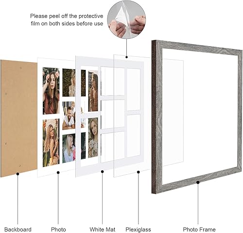 Miniatura 10 de KSROECUD Marco de collage de 13.5 x 19.5 pulgadas con 9 aberturas de 4 x 6 pulgadas, múltiples marcos de fotos con paspartú, decoración de pared o