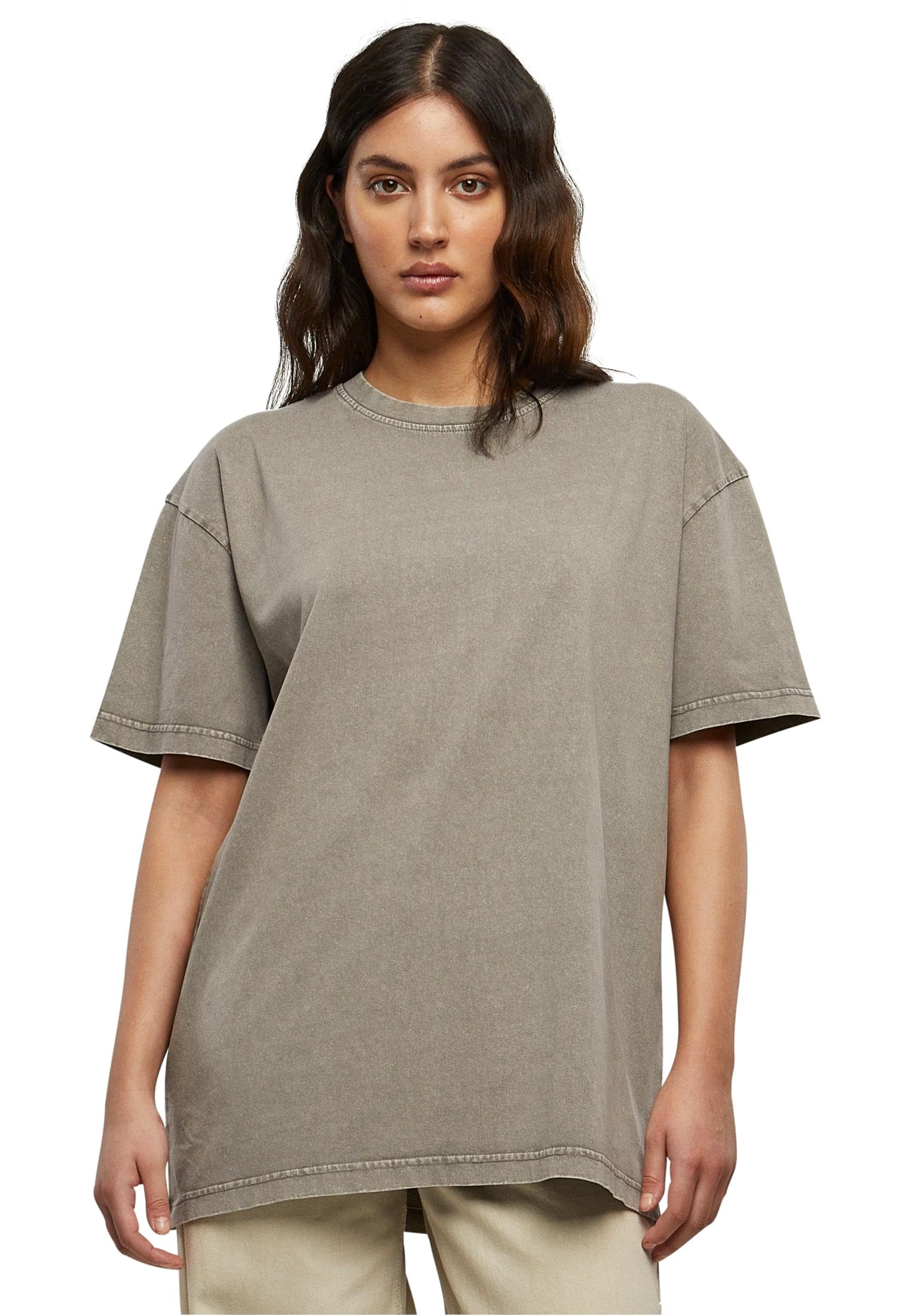 Build your Brand Ladies Oversized Acid Wash Tee T-Shirt,
