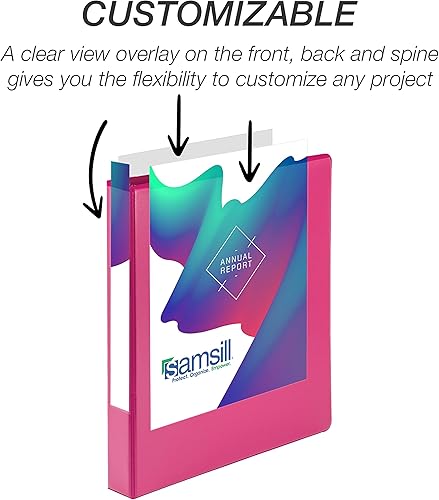 Vista 473 de Samsill Carpeta duradera de 1.5 pulgadas, fabricada en los Estados Unidos, carpeta de anillos en D, carpeta transparente personalizable, surtido