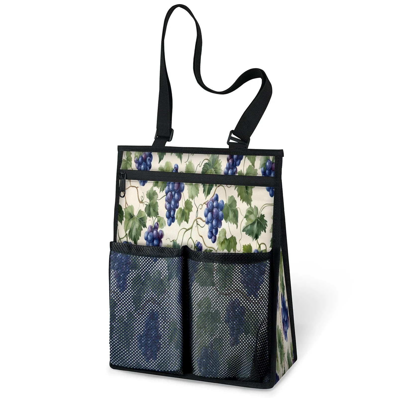 Ourtheme Grapes Leaf Portable Shower Bag for Travel Gym Camp Beach Tote Shower Caddy Bags Hanging Toiletry Organizer