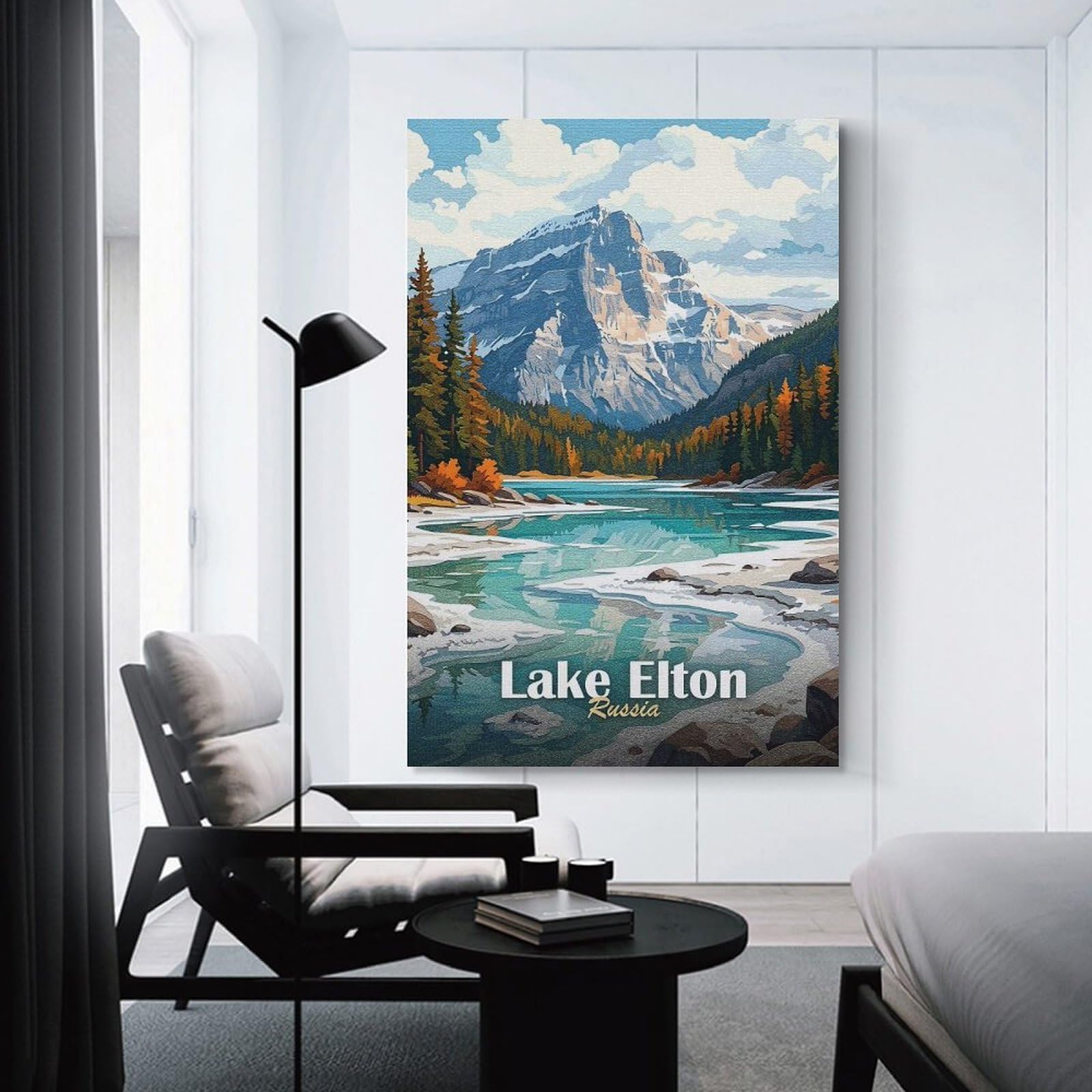 Junmoney Unframe-Style-15-1 Lake Elton, Russia Landscape Painting Canvas Wall Decor 08X12inch(20X30cm), For Workspace Walls, Study Corners Or Bedrooms, Decorative Artwork For Productive Spaces