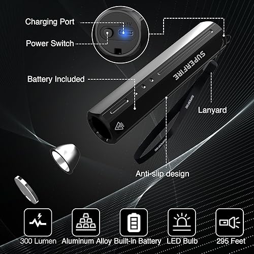 Miniatura 4 de Mini linterna LED recargable, linterna pequeña súper brillante de alto lúmenes, las mejores linternas de mano para emergencias, potentes linternas