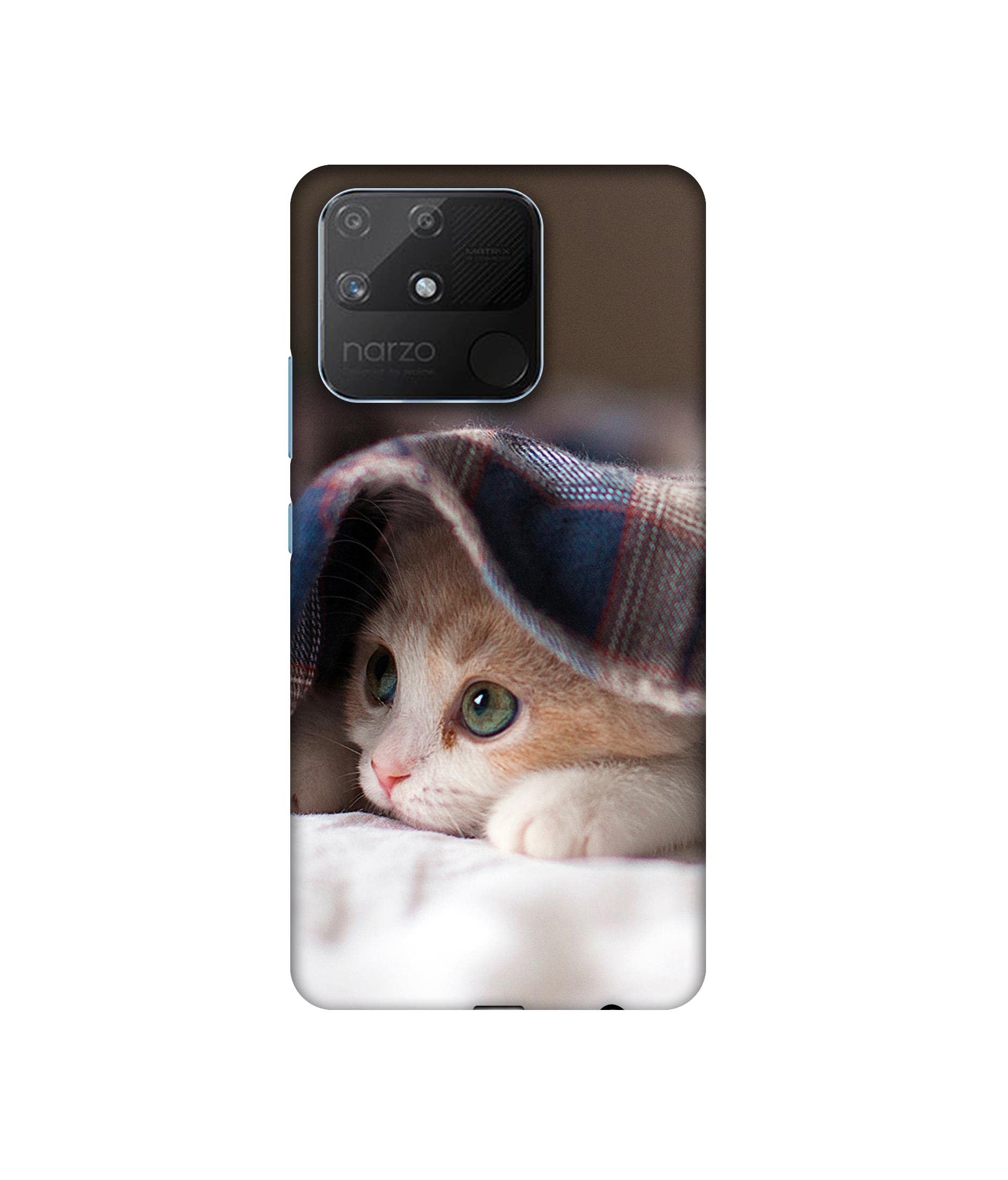 Sleepy Kitten Design 3D Printed Hard Back Case Cover for Realme Narzo 50A