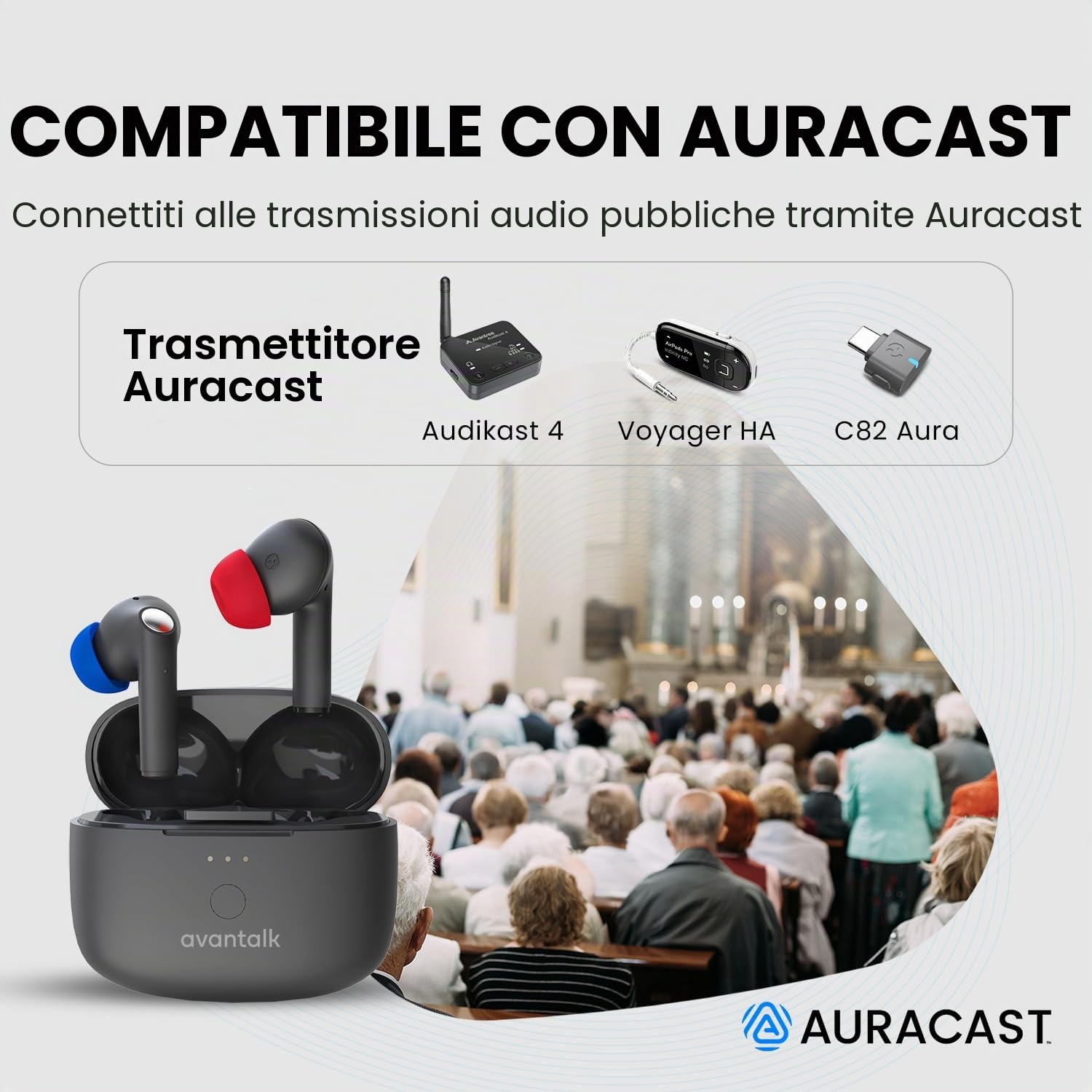 Avantalk Infinity NC – Auracast & LE Audio Auricolari Bluetooth Con Cancellazione Attiva Del Rumore, aptX Adaptive, Audio A Bassa Latenza, App EQ, Chiamate Vocali Nitide, Per TV, Smartphone E PC
