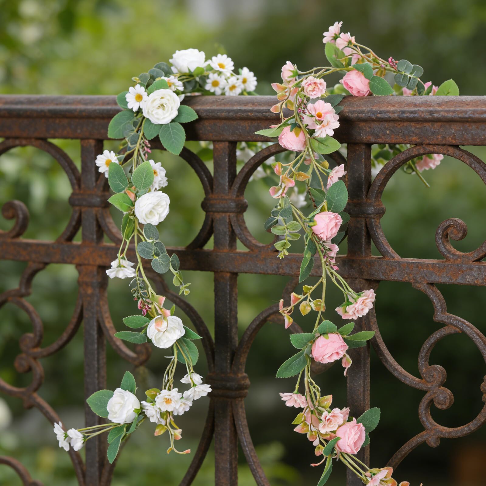Ghirlanda di Fiori Artificiali e Eucalipti Decorazione Floreale per Appendere per Matrimoni Feste e Eventi Realistica e Duratura